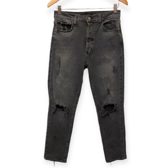Joe’s Jeans 27 The Honor High Rise Jeans Vintage Straight Archaic Black Fray Hem - Picture 2 of 16
